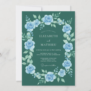 Invitación Boda Flor de Gentileza Azul Turquesa