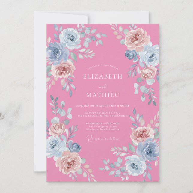 Invitación Boda Flor de Gilded Rosa (Anverso)