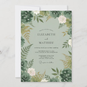 Invitación Boda Flor de Helecho Celadón