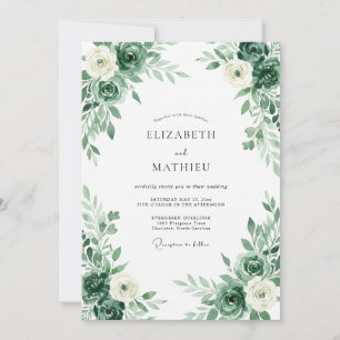Invitación Boda Flor de Hoja Esmeralda