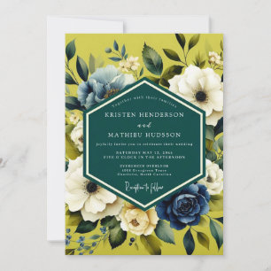 Invitación Boda Flor de Indigo Chartreuse
