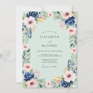 Invitación Boda Flor de Indigo Menta
