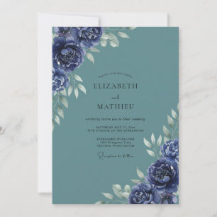 Invitación Boda Flor de Índigo Pizarra