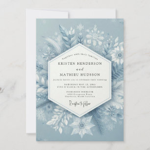 Invitación Boda Flor de Invierno Azul Pizarra