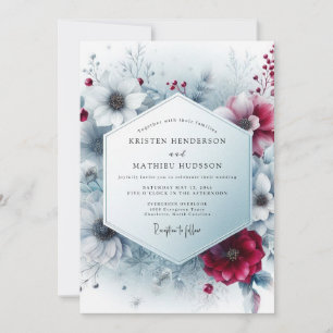 Invitación Boda Flor de Invierno Burgundy Profundo