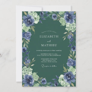 Invitación Boda Flor de Jade Índigo