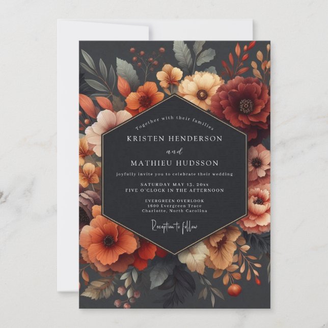 Invitación Boda Flor de la Explosión del Maestro Holandés Gra (Anverso)