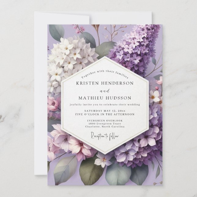Invitación Boda Flor de Lavanda Etérea (Anverso)