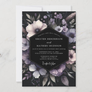 Invitación Boda Flor de Lavanda Noir