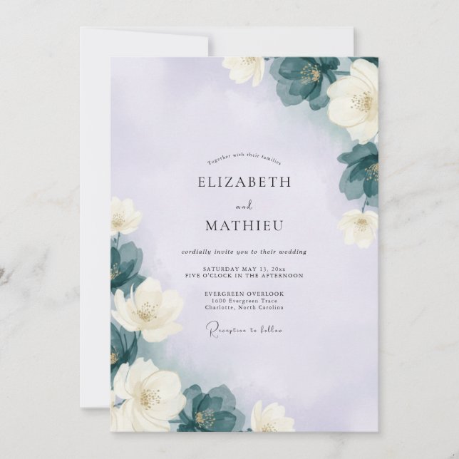 Invitación Boda Flor de Lavanda Pizarra (Anverso)