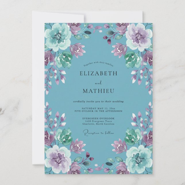 Invitación Boda Flor de Lavanda y Aciano (Anverso)