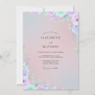 Invitación Boda Flor de Lila Acuarela Silenciada