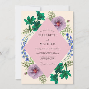 Invitación Boda Flor de Lila Azul Teal