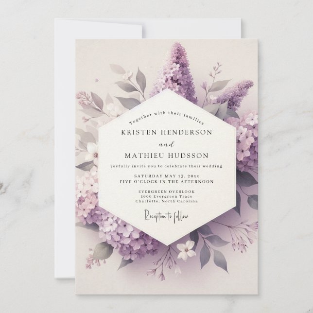 Invitación Boda Flor de Lila Etérea (Anverso)