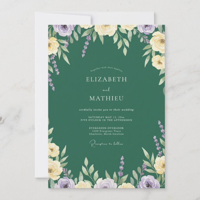 Invitación Boda Flor de Lila Jade (Anverso)
