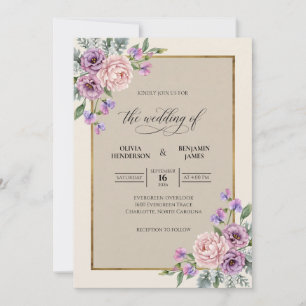 Invitación Boda Flor de Lila Púrpura