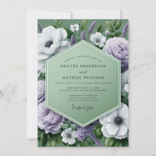 Invitación Boda Flor de Lila Verde