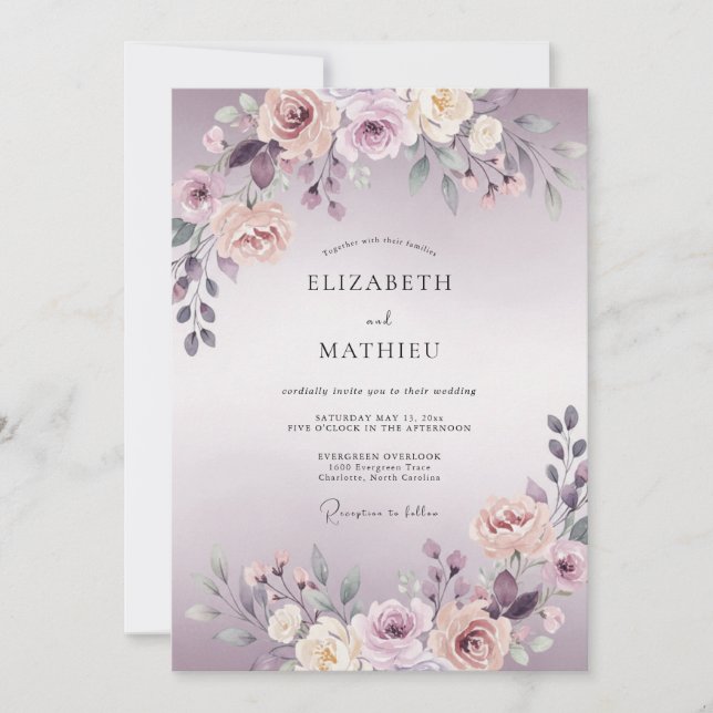Invitación Boda Flor de Lilac Soñadora (Anverso)