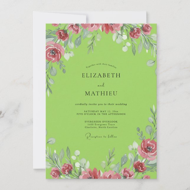Invitación Boda Flor de Lima Rosa (Anverso)