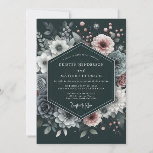 Invitación Boda Flor de Lujo Mauve Carbón