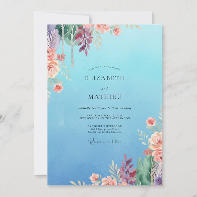 Invitación Boda Flor de Maíz Coral (Anverso)