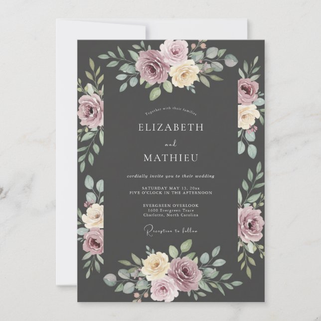 Invitación Boda Flor de Malva (Anverso)