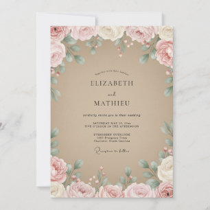 Invitación Boda Flor de Malva Beige