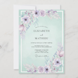Invitación Boda Flor de Malva Espuma de Mar