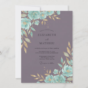 Invitación Boda Flor de Malva Teal