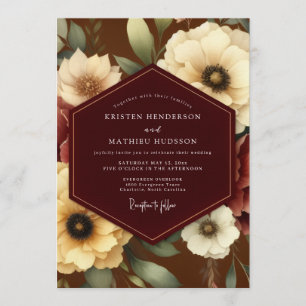 Invitación Boda Flor de Marfil Borgoña
