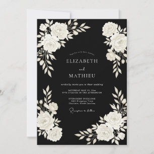 Invitación Boda Flor de Marfil Negro