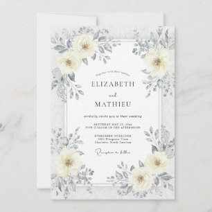 Invitación Boda Flor de Marfil Plateado