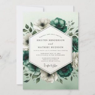 Invitación Boda Flor de Marfil Verde Teal