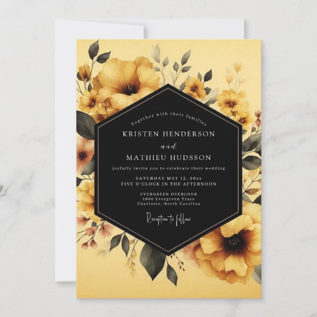 Invitación Boda Flor de Marigold Vesperal (Anverso)