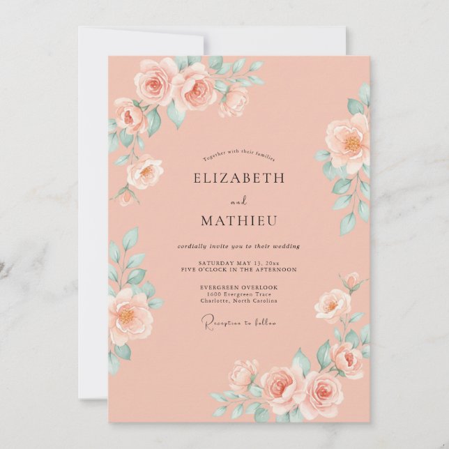 Invitación Boda Flor de Melocotón (Anverso)