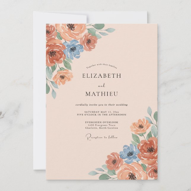 Invitación Boda Flor de Melocotón (Anverso)