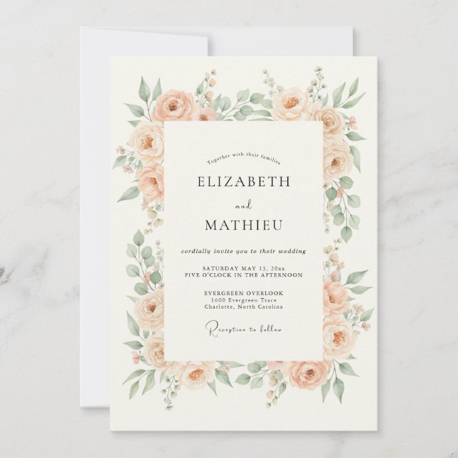 Invitación Boda Flor de Melocotón Etéreo (Anverso)