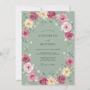 Invitación Boda Flor de Melocotón Magenta