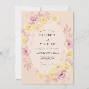 Invitación Boda Flor de Melocotón Pálido Etéreo