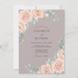 Invitación Boda Flor de Melocotón Sereno Malva