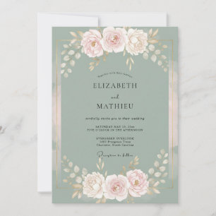 Invitación Boda Flor de Menta Polvorienta