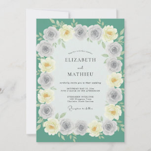 Invitación Boda Flor de Menta Verde Etérea