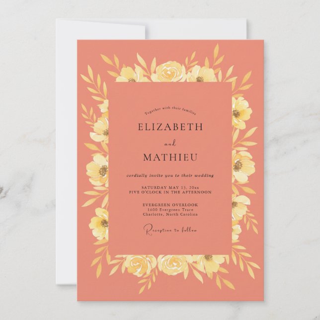 Invitación Boda Flor de Miel de Terracota (Anverso)