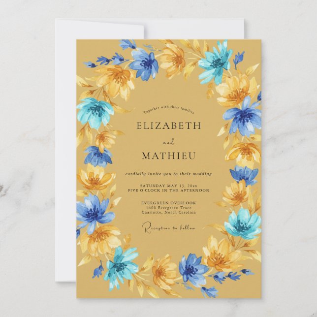 Invitación Boda Flor de Mostaza Azure (Anverso)