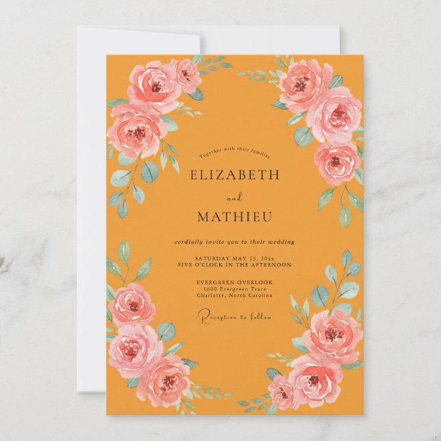 Invitación Boda Flor de Mostaza Pintada (Anverso)