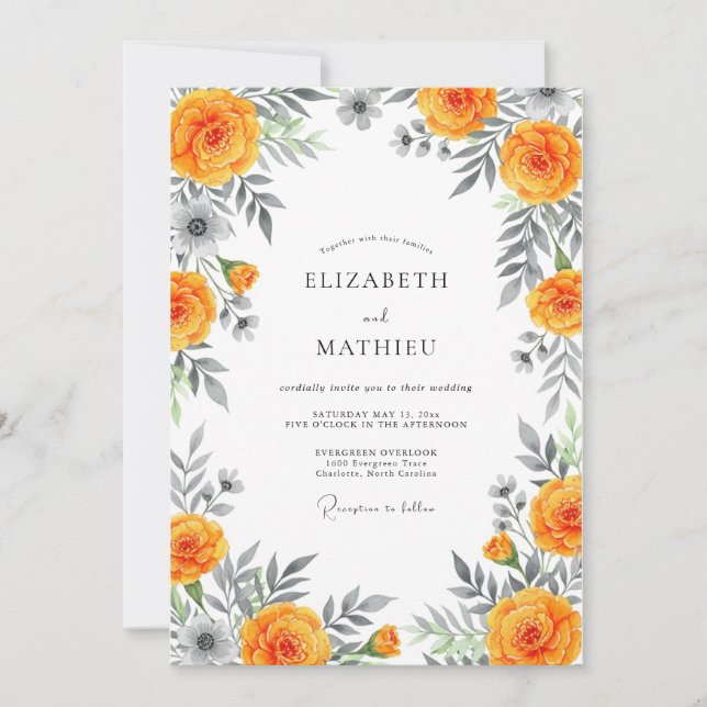 Invitación Boda Flor de Naranja (Anverso)