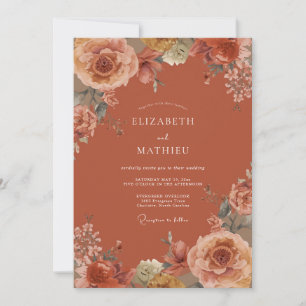 Invitación Boda Flor de Naranja Quemada