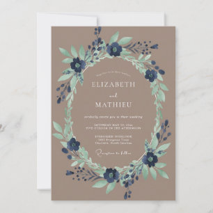 Invitación Boda Flor de Navy Verdant