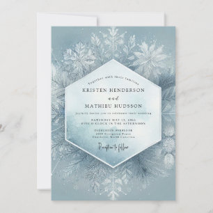 Invitación Boda Flor de Nieve Azul Pizarra