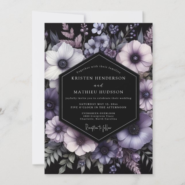 Invitación Boda Flor de Noche de Amatista (Anverso)